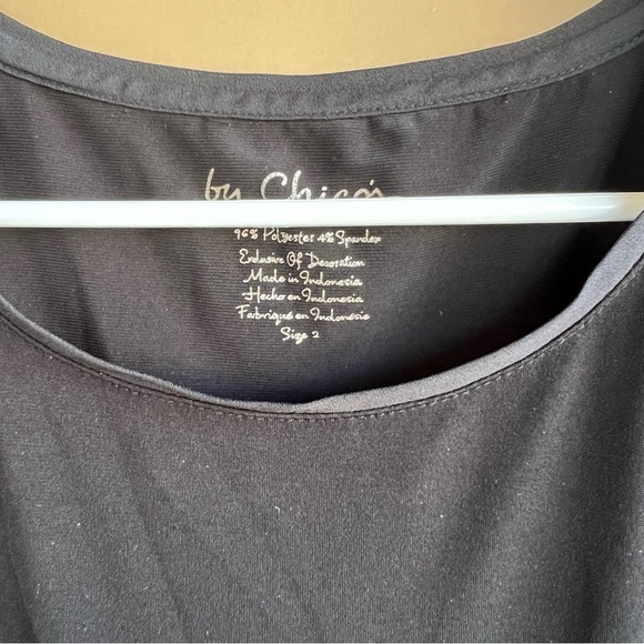 Chico's Black Asymmetrical Long Sleeve Tunic Top - Size 2 (Large) - Picture 4 of 5